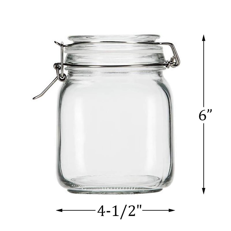 Kingrol Large 34 oz Glass Storage Jars (Approx. 1 Liter), 4 Pack Airtight Clamp Lid Canisters with Wide Mouth for Pantry Organization, Dry Food Storage, Pickling & Fermentation - Image 3